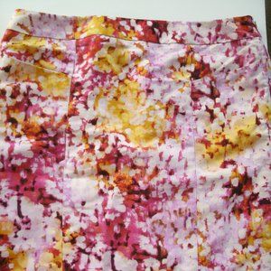 Loft Skirt Watercolor Pencil Straight Purple Pink Yellow Size 12